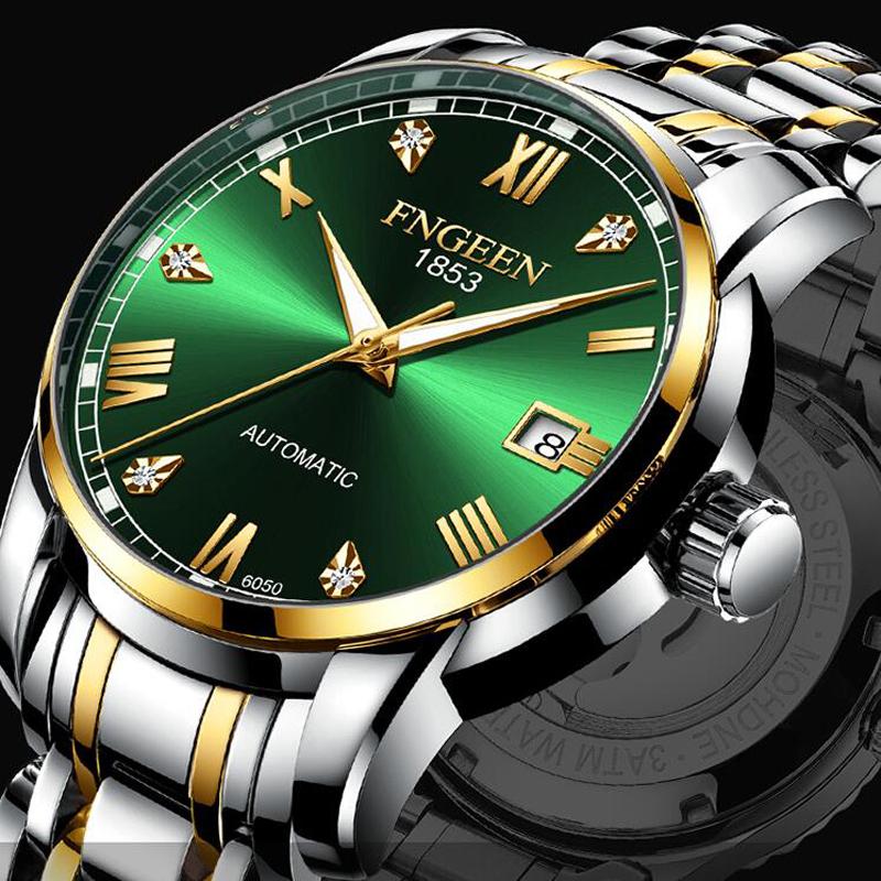 Wristwatches Men's Mechanical Automatic Living Waterproof Watch Gold Stainless Steel Belt Luminous Calendar Watches For Men Male, Black leather blue
Wristwatches Men's Mechanical Automatic Living Waterproof Watch Gold Stainless Steel Belt Luminous Calendar Watches For Men Male, Black leather blue