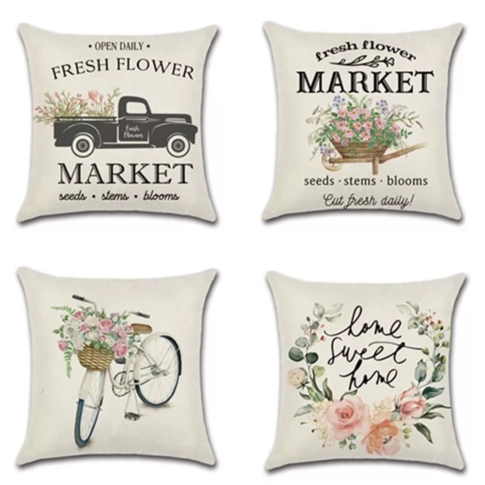 Flower bicycle truck Pillow case spring farm theme 45*45cm Cushion Cover Linen Throw Car Home Decoration Decorative Pillowcase 
Flower bicycle truck Pillow case spring farm theme 45*45cm Cushion Cover Linen Throw Car Home Decoration Decorative Pillowcase