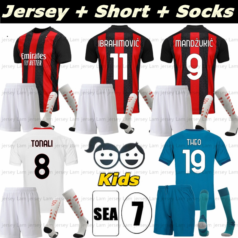 2021 AC milan IBRAHIMOVIC THEO MANDZUKIC soccer jersey 20 21 TONALI BRAHIM football shirt Kids kit Sets, Black 
2021 AC milan IBRAHIMOVIC THEO MANDZUKIC soccer jersey 20 21 TONALI BRAHIM football shirt Kids kit Sets, Black