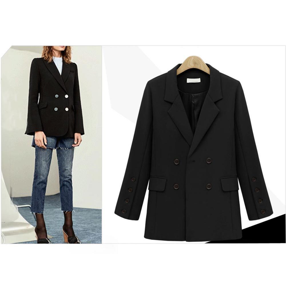 Women Autumn Blazers and Jackets England Long Sleeve Double Breasted Office Suits Female Casual Outwear Tops 210428