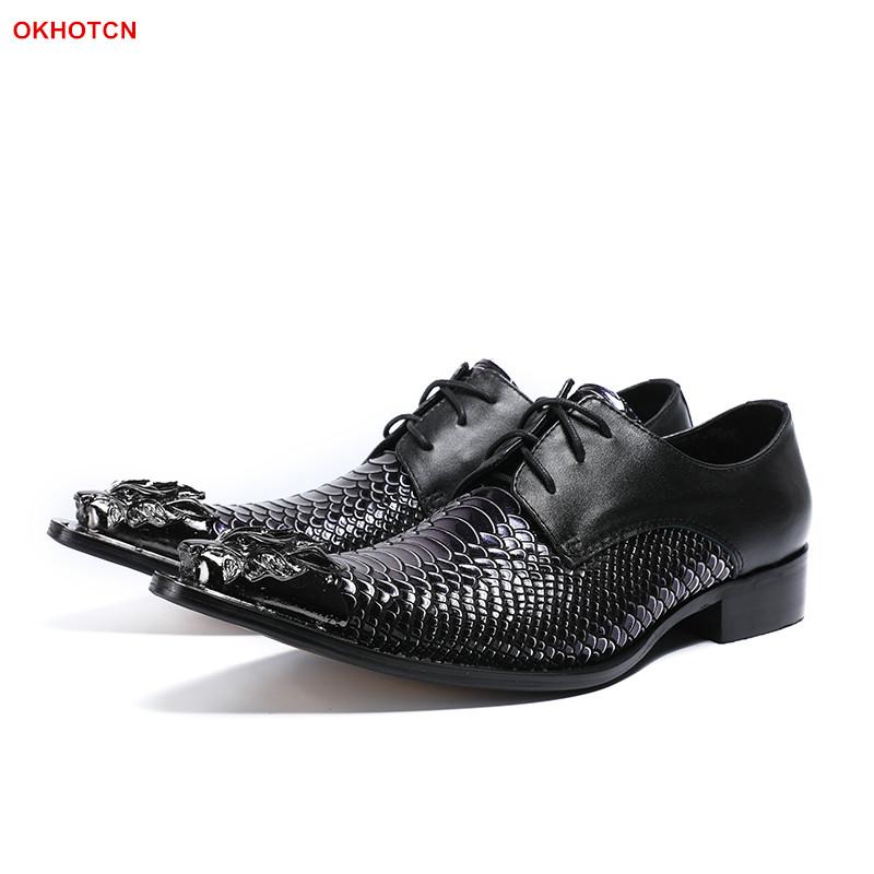 Dress Shoes Genuine Leather Men Metal Toe Lace Up Black Dragon Formal Snakeskin Print Cow Zapatos Hombre Vestir
Dress Shoes Genuine Leather Men Metal Toe Lace Up Black Dragon Formal Snakeskin Print Cow Zapatos Hombre Vestir