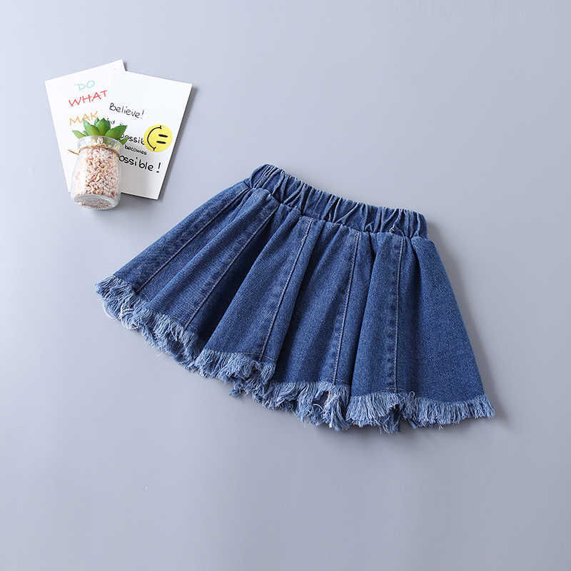 2-7 Years High Quality Spring Girl Clothing Set Fashion White Solid Shirt + Denim Skirt Kid Children Girls Clothes 210615