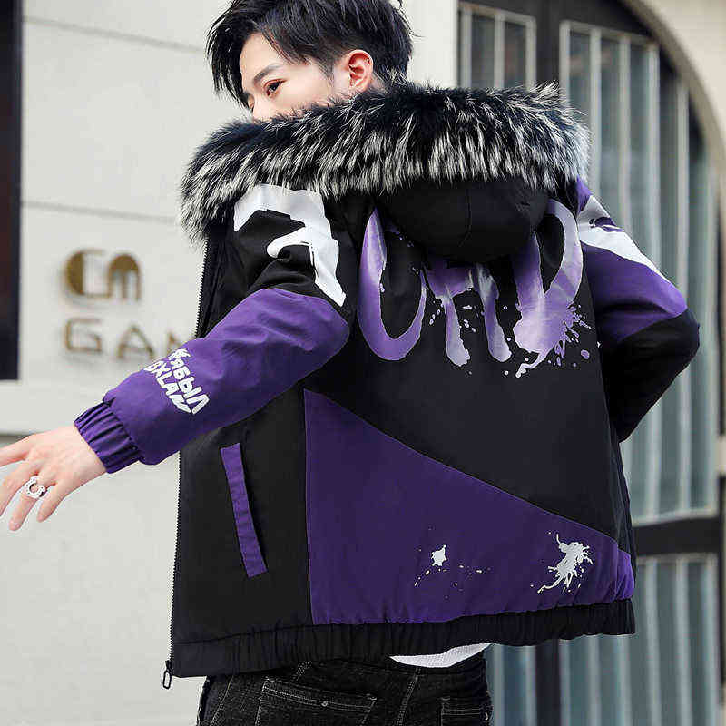 Fashion Winter Jacket Men Big Cool Fur Collar Casual Parka Outwear Thicken Warm Hooded Coat 211103