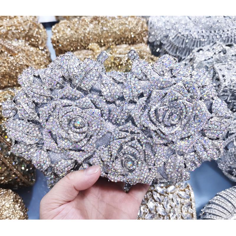 Shoulder Bags Gold Silver Evening Bag Rose Flower Holiday Party Clutch Purse Crystal Stylish Day Clutches Prom Ladies Handbag SC427, Grey
Shoulder Bags Gold Silver Evening Bag Rose Flower Holiday Party Clutch Purse Crystal Stylish Day Clutches Prom Ladies Handbag SC427, Grey