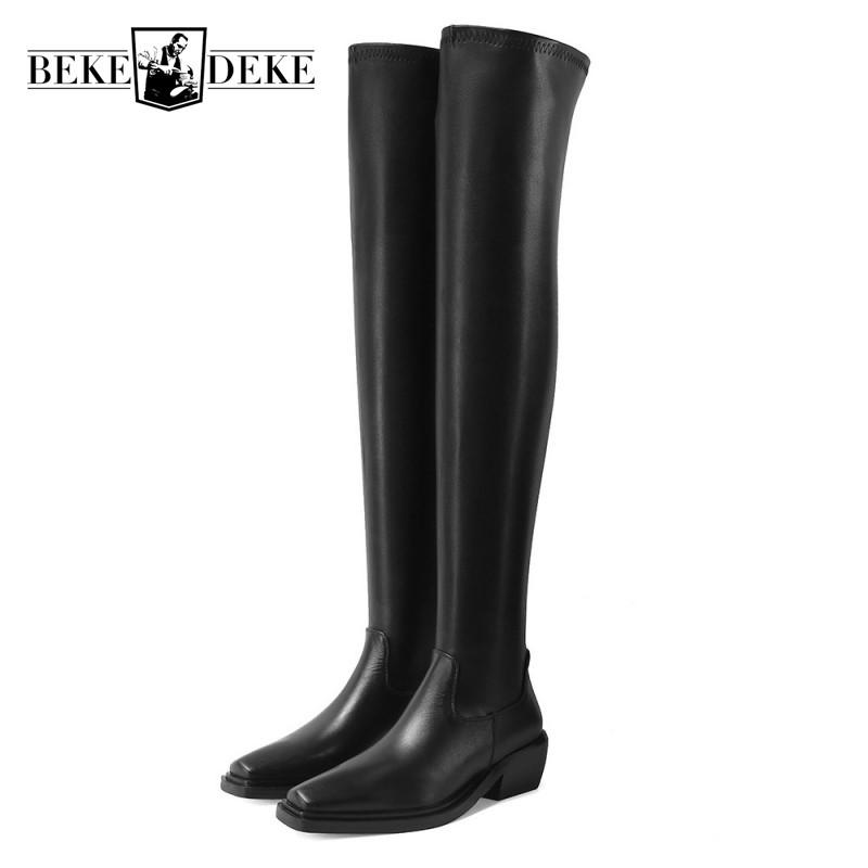 Boots Womens Over The Knee Stretch Street Genuine Leather Thick Heel Thigh High Autumn Platform Long Oversize 43, Black
Boots Womens Over The Knee Stretch Street Genuine Leather Thick Heel Thigh High Autumn Platform Long Oversize 43, Black
