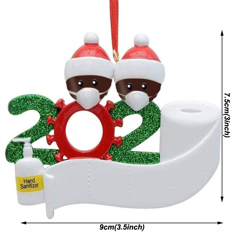 Lovely 2020 Gift Ornament Personalized Family 2 3 4 5 PVC Decorations Masked Snowman Christmas Tree Hanging Pendant VT1716 Free shipping