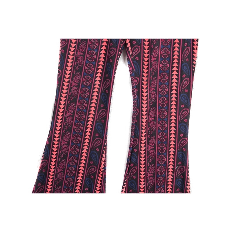 Vintage Geometric Paisley Print Flare Pants Women Bohemia Tribal African Hippie Bellbottom Bell Leggings Bottom Long Trousers 210429