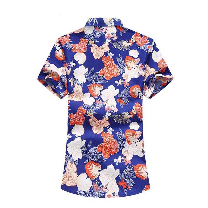 Big Size 5XL 6XL 7XL Men Summer Cotton Men Shirt Casual Floral Printed Shirts Men Cool Beach Holiday Flower Hawaiian Shirts 210528