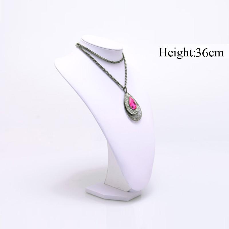 Jewelry Pouches, Bags Wrapped White PU Leather Display Necklaces Stand Pendants Holder Jewellery Organizer Bust Model Nice Show Rack For Sto