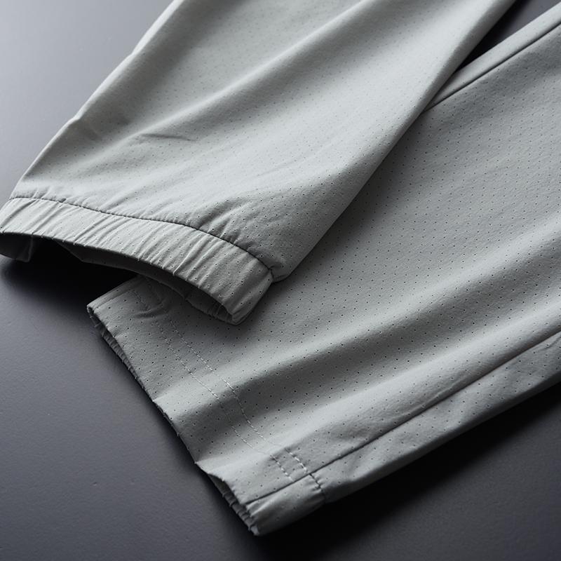 Grey Mens Summer Pants Luxury Ventilated Hollow Fabric Casual Male Pant Plus Size 4xl Elastic Waist Man Trousers Men's