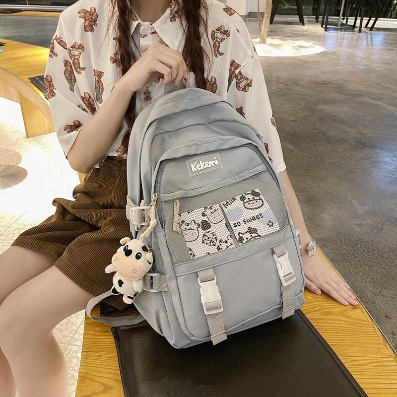 School Bags Cute Cow Doll Women's Backpack All-match Nylon Waterproof Student Bag Large Capacity Solid Color Travel Backpacks, Black
School Bags Cute Cow Doll Women's Backpack All-match Nylon Waterproof Student Bag Large Capacity Solid Color Travel Backpacks, Black