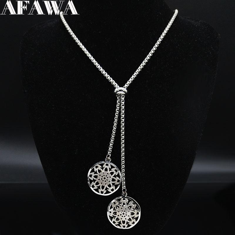 Pendant Necklaces Flower Of Life Stainless Steel Long Necklace For Women Silver Color Pendants Jewelry Christmas Gift Joyas N1403S01
Pendant Necklaces Flower Of Life Stainless Steel Long Necklace For Women Silver Color Pendants Jewelry Christmas Gift Joyas N1403S01