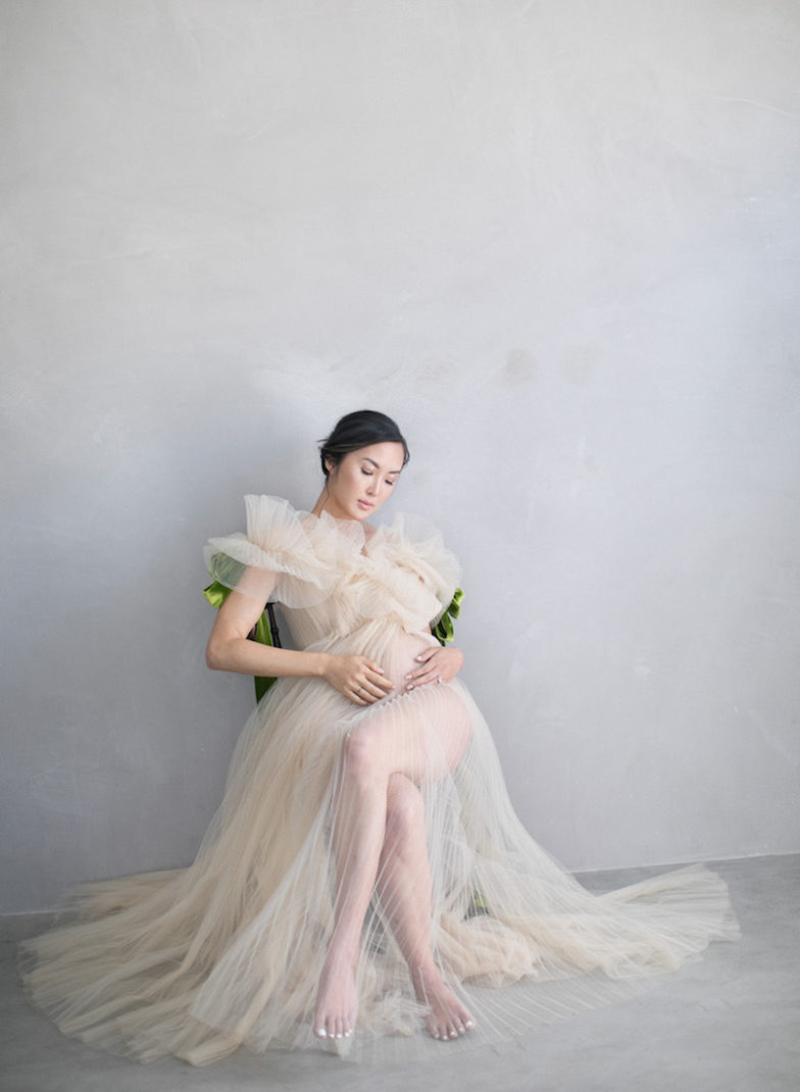 2021 Blue Ruffle Plus Size Pregnant Ladies Maternity Sleepwear Dress One Shoulder Nightgowns For Photoshoot Lingerie Bathrobe Nightwear Baby Show