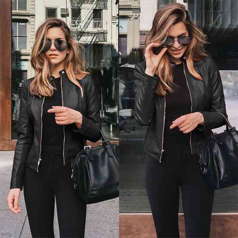 Autumn Jacket Women Coat Jacket PU Leather Fashion Short Coat Thin Female Jacket Coat Outwear 210518, Black
Autumn Jacket Women Coat Jacket PU Leather Fashion Short Coat Thin Female Jacket Coat Outwear 210518, Black