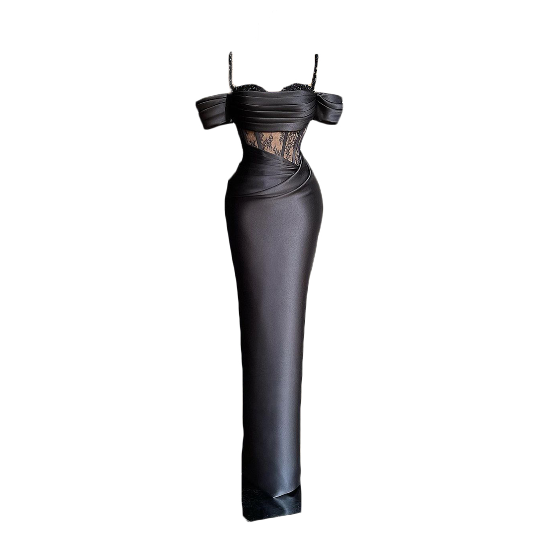 Elegant Mermaid Evening Dresses Pleats Off Shoulder Beading Straps Party Gowns Red Carpet Fashion Prom Formal Wear