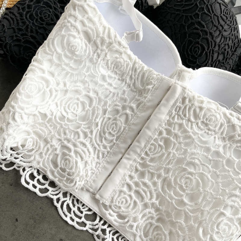 DEAT Women Outer Open Back Suspender Vest Sexy Solid Color V-neck Chest Pad Flower Fashion Spring Summer 11B550 210709