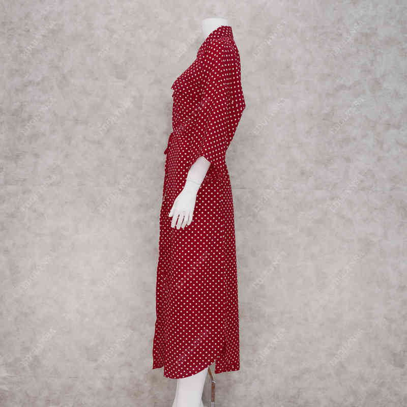 Bikini Cover-ups Red Boho Dot Printed Summer Beach Dress Plus Size Women Wear Swim Suit Cover Up robe de plage Q1063 210420