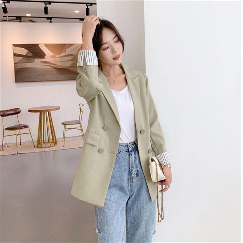 Ventilation Single Breasted Office Ladies Feminine All Match Slender Women Elegant High Street Loose Suit Plus Blazers 210421