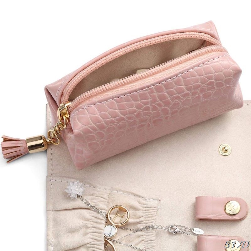 Portable Daily Jewelry Travel Organizer Roll Up Bag Case Storage Holder New 210402
