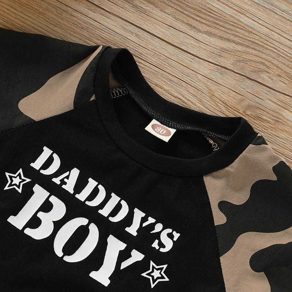Summer 2-piece Baby Toddler Boy Letter Print Camouflage Tee and Shorts Set Clothing 210528