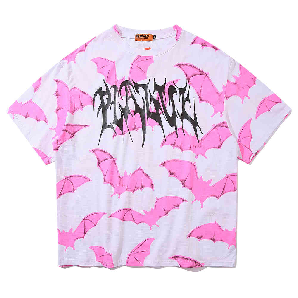 Pink Bat Graphic Tees Women Punk Shirt Gothic Oversized T Shirt Streetwear Summer Goth Clothes Oversize Tshirt Fashion Top 210406