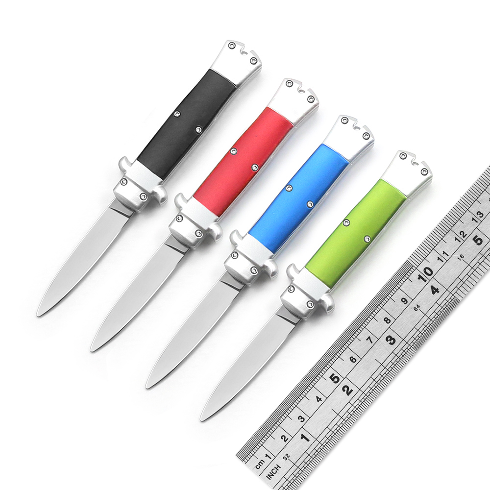 4-color mini outdoor hunting survival automatic knife 440 mirror blade two-color alumina handle EDC camping adventure tool Key chain pendant CNC integrated handle
4-color mini outdoor hunting survival automatic knife 440 mirror blade two-color alumina handle EDC camping adventure tool Key chain pendant CNC integrated handle