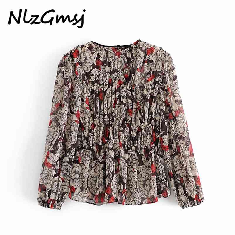 Blouse Women Floral Print Pleated O Neck Long Puff Sleeve Vintage Shirt Female Fashion Loose Flower Tops 210628, As picture
Blouse Women Floral Print Pleated O Neck Long Puff Sleeve Vintage Shirt Female Fashion Loose Flower Tops 210628, As picture