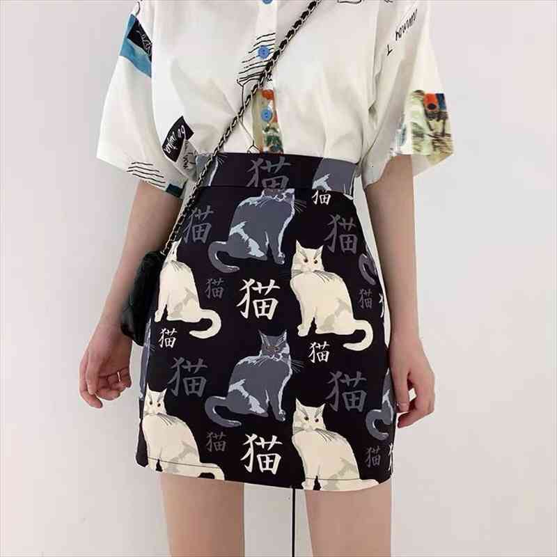 fashion a-line high waist cat womens skirts mini harajuku ulzzang cartoon print faldas mujer korean vintage female skirt, Black
fashion a-line high waist cat womens skirts mini harajuku ulzzang cartoon print faldas mujer korean vintage female skirt, Black