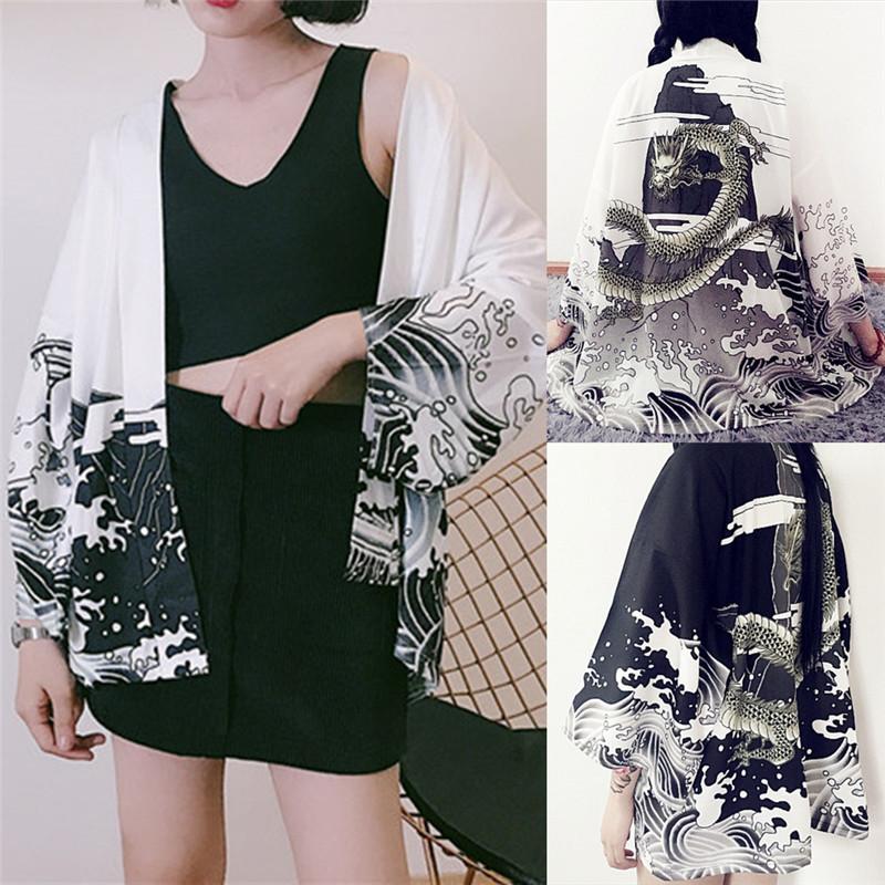 Women's Jackets Casual Vintage Dragon Waves Printed Chiffon Sun Protection Cardigan Kimono Shirt Summer Women Clothing Outerwear, White
Women's Jackets Casual Vintage Dragon Waves Printed Chiffon Sun Protection Cardigan Kimono Shirt Summer Women Clothing Outerwear, White