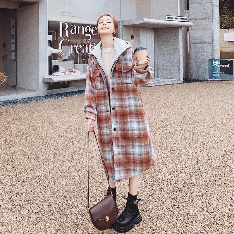 Women' Wool & Blends Winter Woolen Coat Korean Loose Thick Stitching Plaid Hood Casual Single-breasted Fashion Long Fashionable Jacket Fema, Photo color
Women' Wool & Blends Winter Woolen Coat Korean Loose Thick Stitching Plaid Hood Casual Single-breasted Fashion Long Fashionable Jacket Fema, Photo color