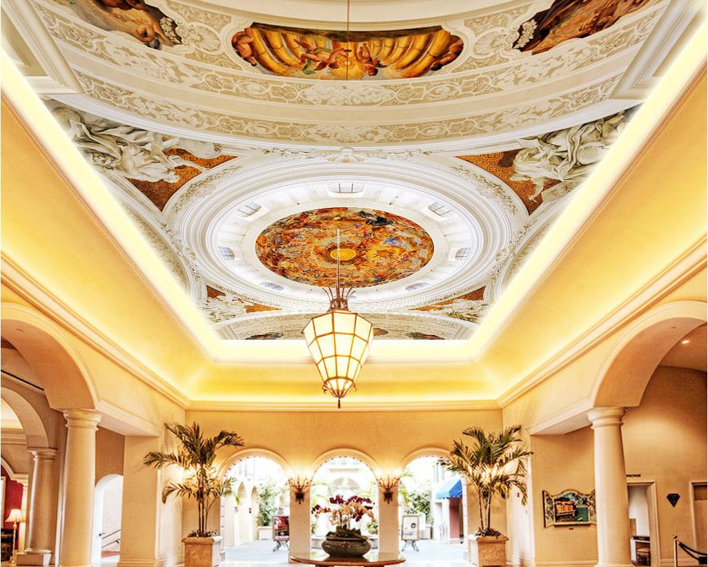 European style dome ceiling luxury three-dimensional decorative painting 3d ceilings 3d ceiling murals wallpaper