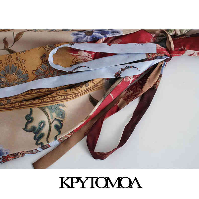 Women Fashion With Belt Print Patchwork Crossover Midi Dress V Neck Long Sleeve Female Dresses Vestidos 210420