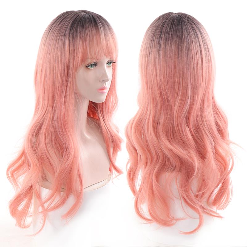 Synthetic Wigs HOUYAN Blue Gradient White Long Curly Hair Lolita Wig Cosplay Micro-curly Natural Heat-resistant