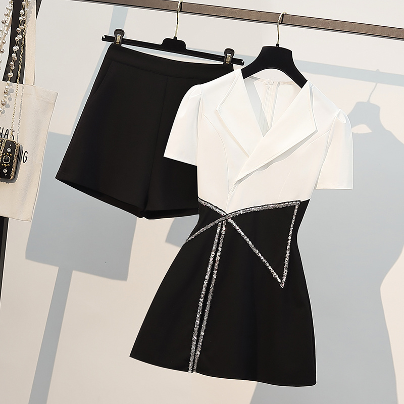 Women's Two Piece Pants Elegant office suite, plus size, for women, summer, short sleeve, sequins, shirt, dress and shorts, two pieces, Korean ensemble BZMX, 1# shoe box
Women's Two Piece Pants Elegant office suite, plus size, for women, summer, short sleeve, sequins, shirt, dress and shorts, two pieces, Korean ensemble BZMX, 1# shoe box