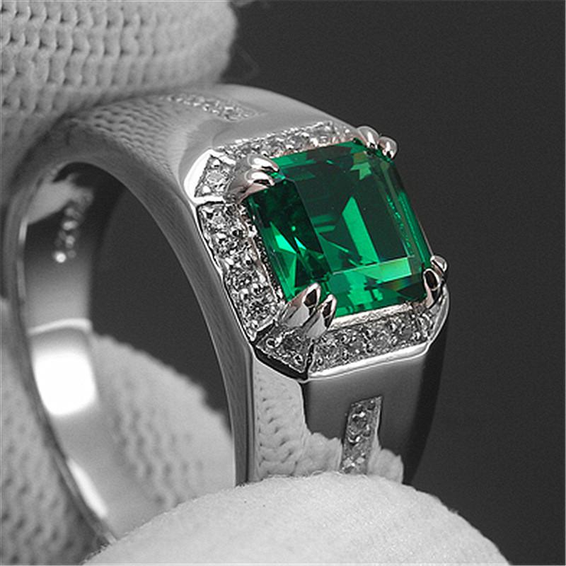 Wedding Rings Luxury Crystal Male Blue Green Ring Charm Silver Color Zircon Vintage Square Stone Engagement For Women Men 
Wedding Rings Luxury Crystal Male Blue Green Ring Charm Silver Color Zircon Vintage Square Stone Engagement For Women Men