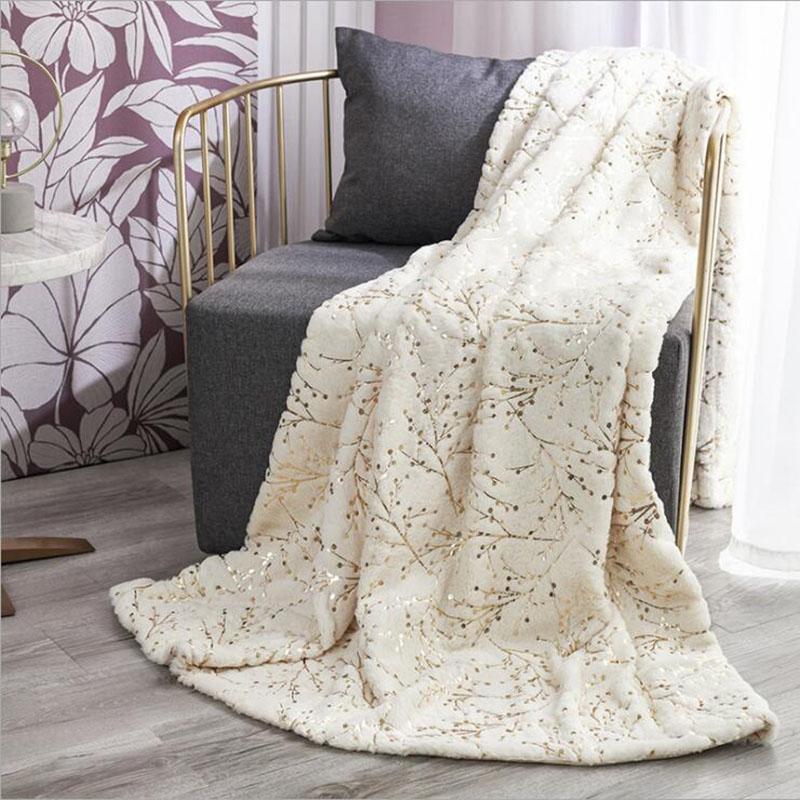 Fur PV Velvet Bronzing Branches Blanket Super Warm Soft Lunch Break Travel Sofa Throw Bedspread Blankets