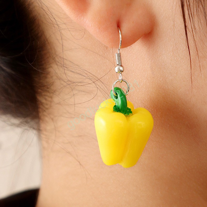 Fashion Simulation Vegetable Dangle Earrings Creative Eggplant Tomato Corn Carrot Plastic Pendant Drop Earrings Women Jewelry
