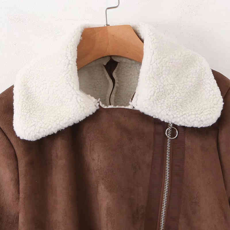 Faux Leather Short Jacket Winter Women Motorcyle Coat Warm Fleece Ladies Outwear Zipper Jackets Turn Down Neck Teddy s 210515