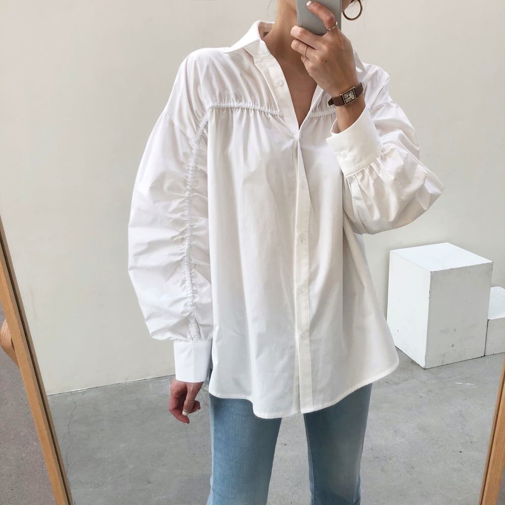 Solid Women Loose Brief Shirts Female High Street Casual Office Lady Korean Chic All Match Stylish Blouses 210421