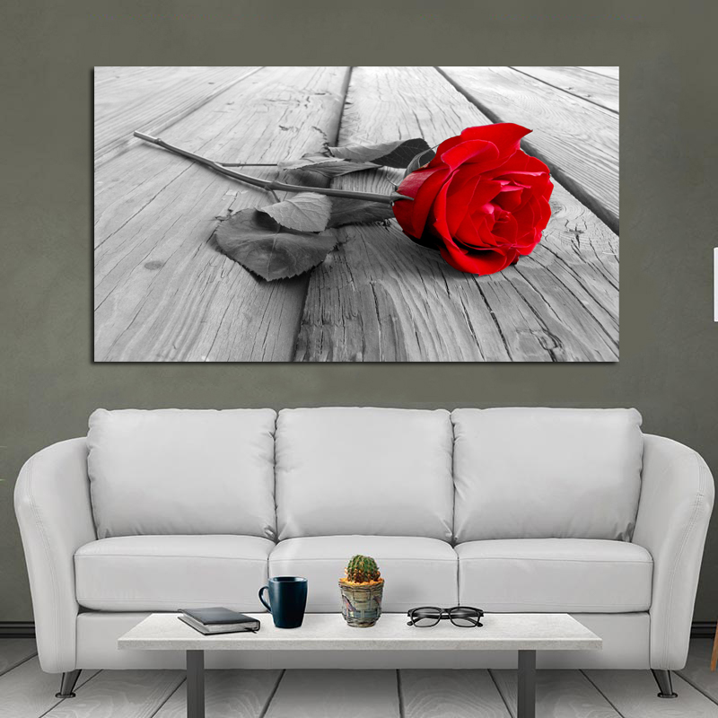 Red Rose Flower Posters And Prints Canvas Painting Home Decor HD Plant Pictures Wall Art For Living Room No Frame