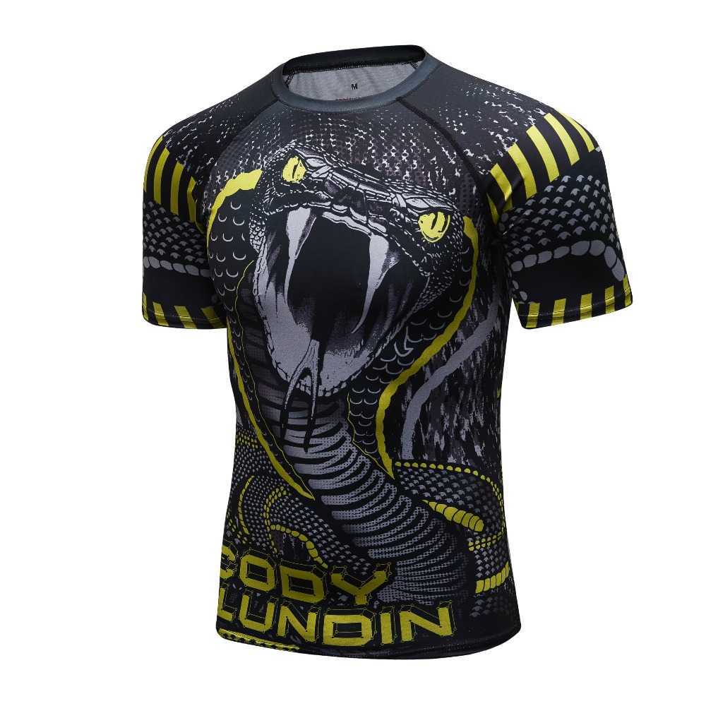 Man Short Sleeve Sport Shirt Men Quick Dry MMA T shirts Compression Tights 3d Prints Tee Tops Gyms Bodybuilding Rashgard 210629