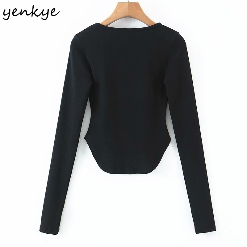 Irregular Hem Striped knitted T Shirt Women Vintage Solid Long Sleeve O Neck Sexy Tops Spring Fashion Top 210430