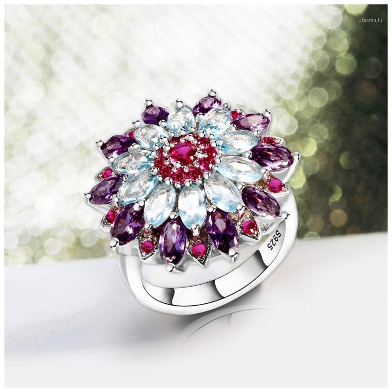 Cluster Rings -selling Standard 925 Pure Silver Brilliant Lady Flower Heart Ring High Quality Colorful Jewelry Wedding Gift Ball Party
Cluster Rings -selling Standard 925 Pure Silver Brilliant Lady Flower Heart Ring High Quality Colorful Jewelry Wedding Gift Ball Party