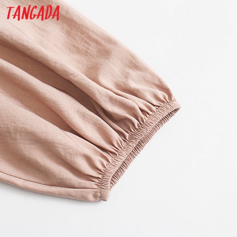 Women Retro Pink Pleated Crop Turn Down Collar Chic Female Loose Shirt Tops 4N12 210416