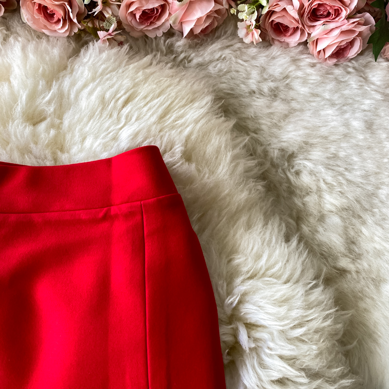 Office Lady Red Black Pencil Skirt Women Elegant High Waist Split Faldas Female Casual Slim Bodycon Saias OL Autumn New Fashion 2024