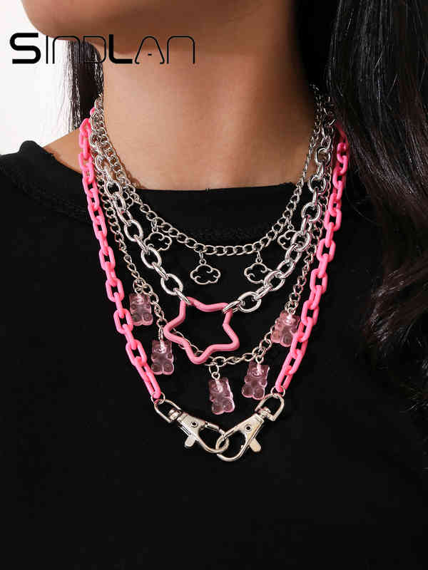 Pendant Punk Necklace Set for Women Chain with Gift Sier Color Cloud Cute Funny Kpop Pink Bear Y2k Emo Female Handmade Jewelry
Pendant Punk Necklace Set for Women Chain with Gift Sier Color Cloud Cute Funny Kpop Pink Bear Y2k Emo Female Handmade Jewelry