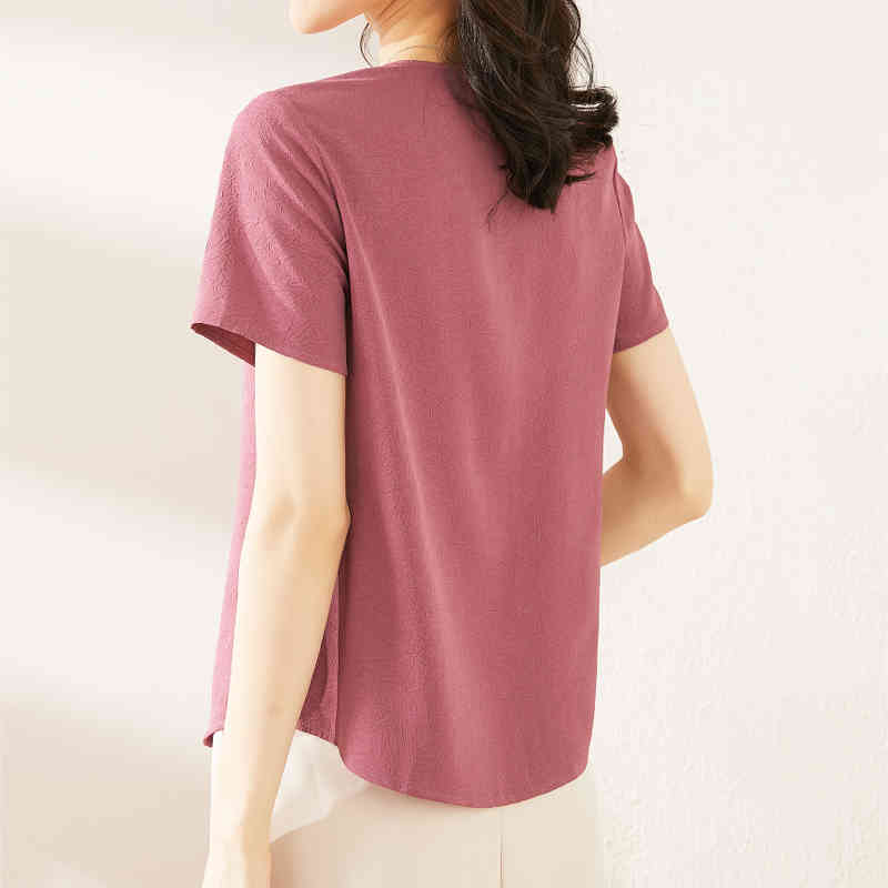 Short Sleeve All-match Slim-Fit Fashion Style Summer Tops and Blouse Solid Color Ruffled Chiffon Shirt Women Blusas Mujer 10055 210417