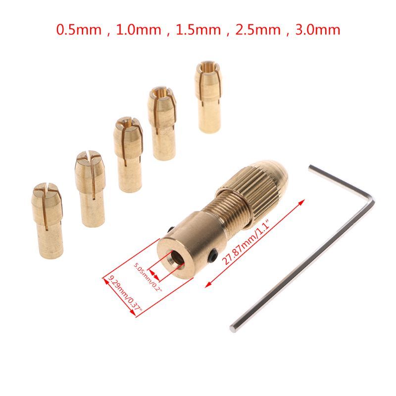 7 Stks/set 2/2.35/4.05/5.05 mm Electric Engine Shaft Mini Chuck Armatuur Terminal 0.5-3.0 mm Small to Boor Micro Chuck Fixing device