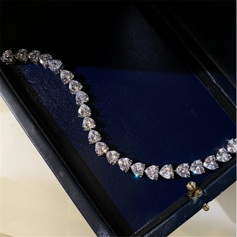 Choucong Brand Ins Top Sell Sweet Cut Wedding Bracelets 18K White Gold Fill High Quality Full Heart Shape 5A Zircon Moissanite Diamond Party Women Ban