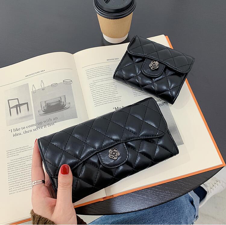 Factory wholesale women handbag elegant atmospheric plaid long wallet folding multifunctional striped storage wallets Joker leather fashion walletes